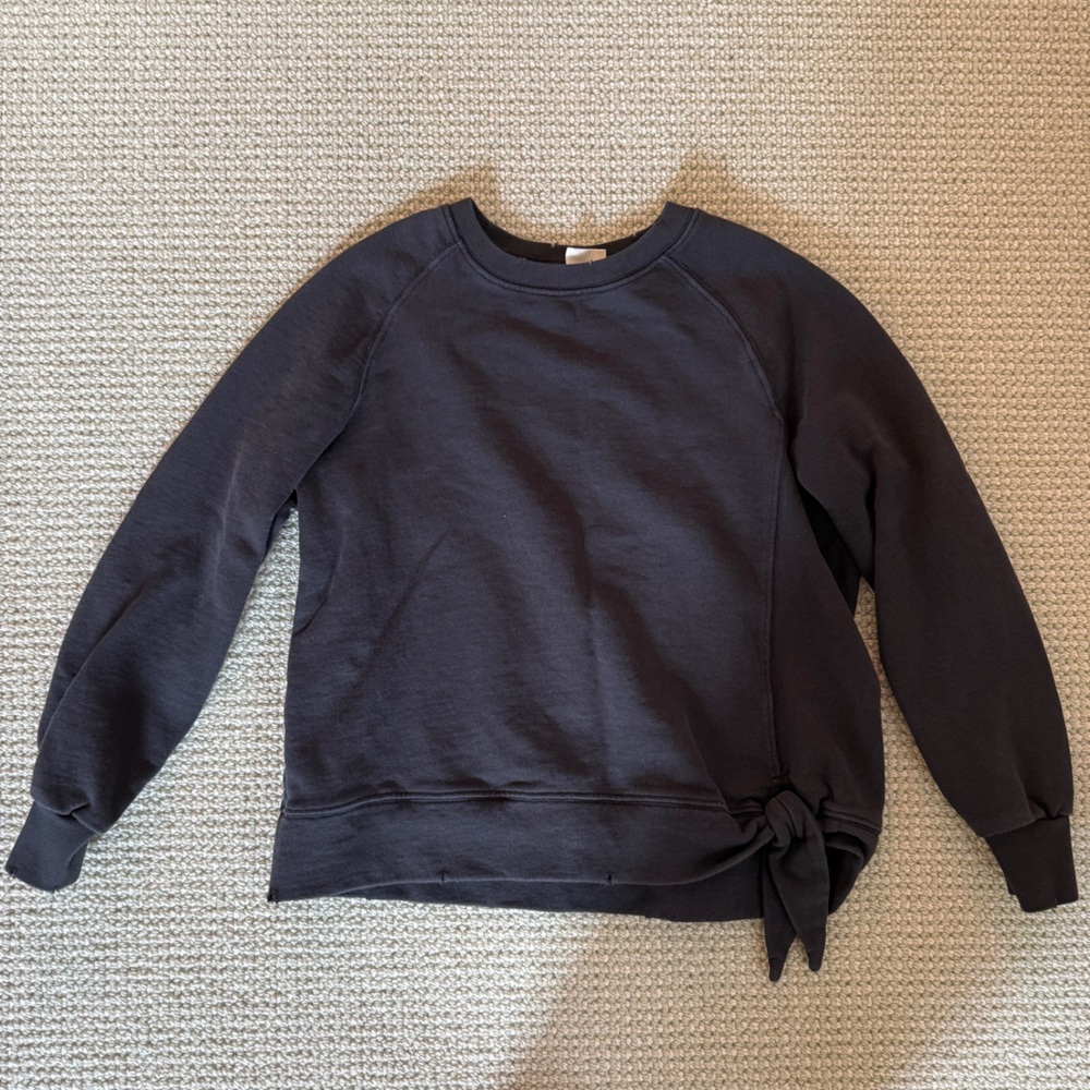 Zara Blue Tie Front Long Sleeve Hoodie